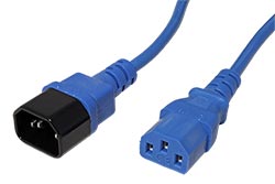 Kabel síťový prodlužovací IEC320 C14 - IEC320 C13, 1m, modrý