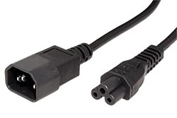 Kabel síťový prodlužovací k notebooku, IEC320 C14 - C5 (trojlístek), 1,8m, černý
