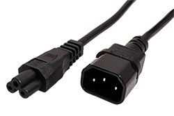 Kabel síťový prodlužovací k notebooku, IEC320 C14 - C5 (trojlístek), 1m, černý