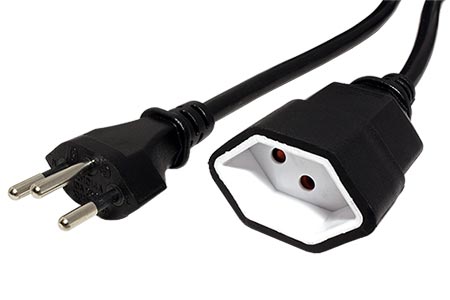 Kabel síťový prodlužovací Švýcarsko, typ J, SEV1011 T12 - T13, černý, 10m