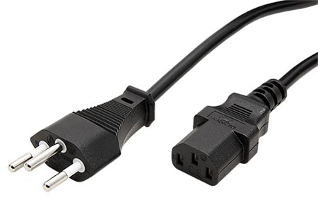 Kabel síťový Švýcarsko, SEV1011 (typ J)- IEC320 C13, 0,8m, černý