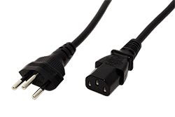 Kabel síťový Švýcarsko, SEV1011 (typ J)- IEC320 C13, 0,8m, černý