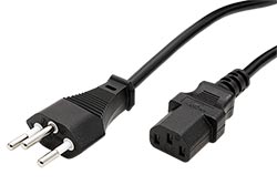 Kabel síťový Švýcarsko, SEV1011 (typ J)- IEC320 C13, 0,8m, černý