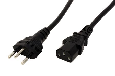 Kabel síťový Švýcarsko, SEV1011 (typ J) - IEC320 C13, 1,8m, černý