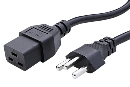 Kabel síťový Švýcarsko, T23, 16A (typ J) - IEC320 C19, 2m, černý