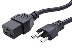 Kabel síťový Švýcarsko, T23, 16A (typ J) - IEC320 C19, 2m, černý