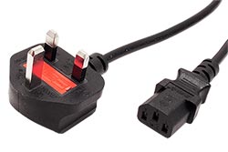 Kabel síťový UK, BS1363 (typ G) - IEC320 C13, 1,8m, 10A, černý