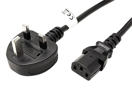 Kabel síťový UK, BS1363 (typ G) - IEC320 C13, 5m, černý