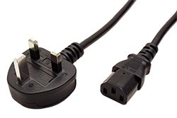 Kabel síťový UK, BS1363 (typ G) - IEC320 C13, 5m, černý