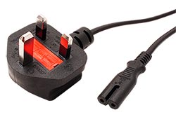 Kabel síťový UK, BS1363 (typ G) - IEC320 C7, 1,8m, černý