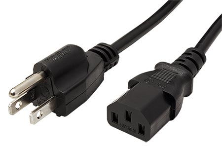 Kabel síťový US, NEMA 5-15P(typ B) - IEC320 C13, 5m, černý