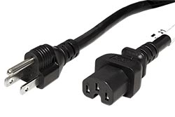 Kabel síťový US, NEMA 5-15P(typ B) - IEC320 C15, 1,8m, černý