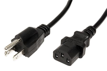 Kabel síťový USA, NEMA-5 - IEC320 C13, 1,8m, černý