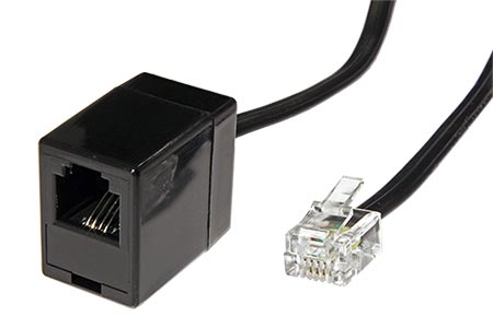 Kabel telefonní prodlužovací RJ11, 6/4, černý, 6m