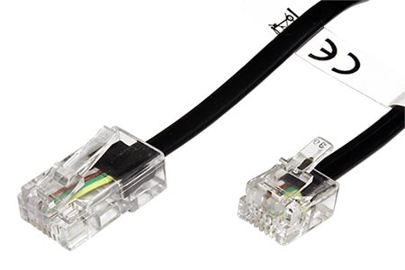 Kabel telefonní RJ45 - RJ11, černý, 10m