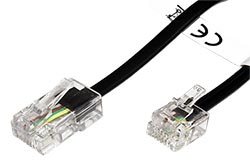 Kabel telefonní RJ45 - RJ11, černý, 15m