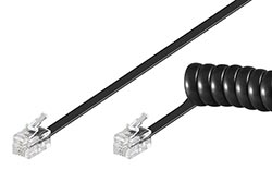 Kabel telefonní RJ9, 4/4, černý, 7m, kroucený