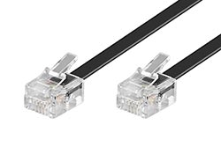Kabel telefonní s konektory RJ11, 6/4, černý, 6m