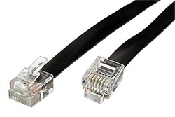 Kabel telefonní s konektory RJ12, 6/6, černý, 0,5m