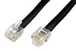 Kabel telefonní s konektory RJ12, 6/6, černý, 15m