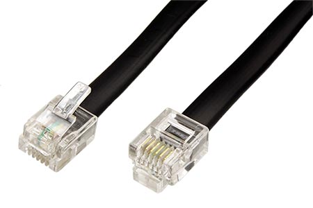 Kabel telefonní s konektory RJ12, 6/6, černý, 5m