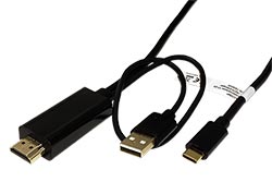 Kabel USB C(M) -> HDMI A(M) + USB A(M), 4K@60Hz, 2m, černý