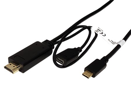 Kabel USB C(M) -> HDMI A(M) + USB C(F) PD, 4K@60Hz, 2m, černý