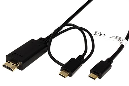 Kabel USB C(M) -> HDMI A(M) + USB C(M) PD, 4K@60Hz, 2m, černý
