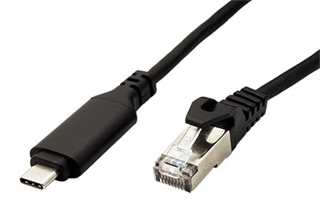 Kabel USB C(M) -> RJ45M, Gigabit Ethernet, 3m, černý