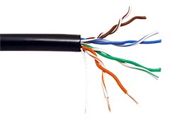 Kabel UTP kulatý, kat. 5e, 1m, drát, venkovní