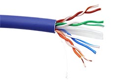 Kabel UTP kulatý, kat. 6a, Eca, LSOH, 100m, drát, modrý