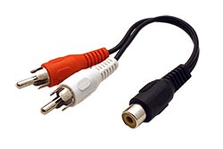 Kabelová redukce cinch(F) - 2x cinch(M), 0,2m