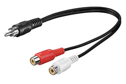 Kabelová redukce cinch(M) - 2x cinch(F), 0,2m