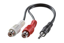 Kabelová redukce jack 3,5M - 2x cinch(F), 0,2m