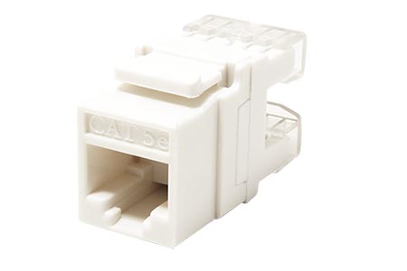 Keystone konektor RJ45 kat. 5e, bílý, nestíněný, 180°