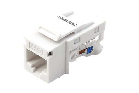 Keystone konektor RJ45 kat. 6, bílý, nestíněný, 180°, montáž bez nástrojů, 50ks (TC-K50C6)