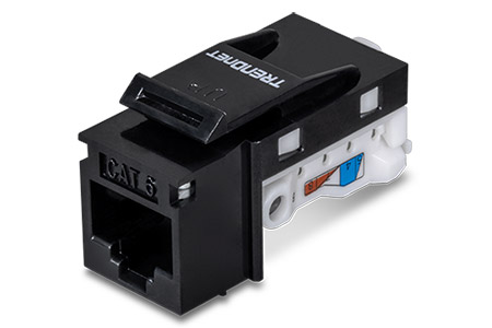 Keystone konektor RJ45 kat. 6, černý, nestíněný, 180°, montáž bez nástrojů, 50ks (TC-K50C6BK)