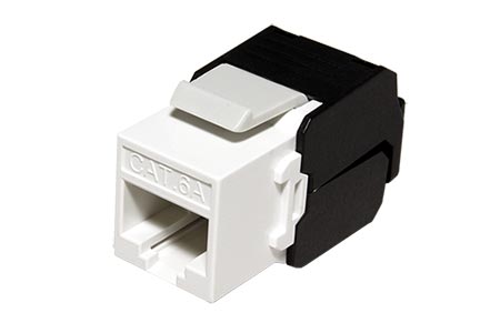 Keystone konektor RJ45 kat. 6a, bílý, nestíněný, 180°, montáž bez nástrojů