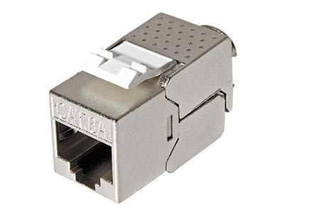 Keystone konektor RJ45 kat. 6a, stíněný, 180°, úzký, montáž bez nástrojů