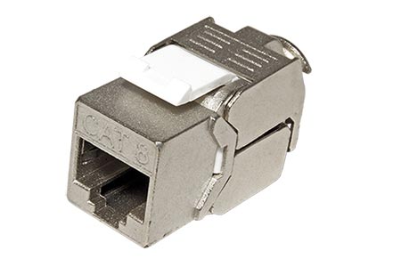 Keystone konektor RJ45 kat. 8.1, stíněný, 180°, montáž bez nástrojů