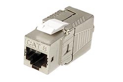 Keystone konektor RJ45 kat. 8.1, stíněný, 180°, montáž bez nástrojů