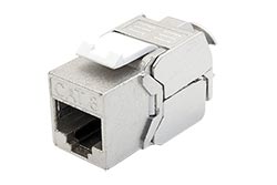 Keystone konektor RJ45 kat. 8.1, stíněný, 180°, montáž bez nástrojů