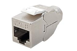Keystone konektor RJ45 kat. 8.1, stíněný, 180°, úzký, montáž bez nástrojů