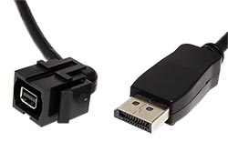 Keystone modul mini DP(F) - DP(M), kabel 0,5m, černý (917.214)