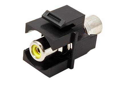 Keystone spojka cinch(F) - cinch(F), černá, žluté konektory