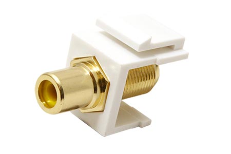 Keystone spojka cinch(F) - F(F), zlacená, žluté konektory