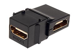 Keystone spojka HDMI A(F) - HDMI A(F), lomená, černá