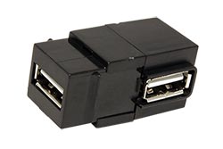 Keystone spojka USB A(F) - USB A(F), 90°, černá