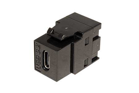 Keystone spojka USB C(F) - USB C(F), vertikální, černá