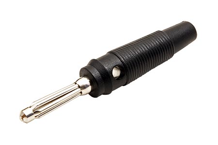 Konektor "banánek" 4mm, izolace PVC, černý